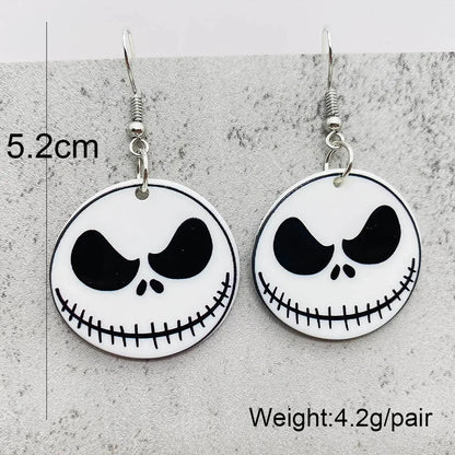 EtherealBe Halloween horror earrings featuring black and white skull design for spooky celebrations