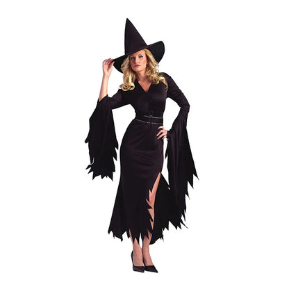 EtherealBe Halloween witch costume featuring a long black dress and pointed hat for spooky celebrations