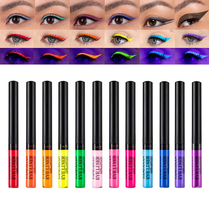 Collection of vibrant UV light neon eyeliner pens in multiple colors for bold eye makeup looks