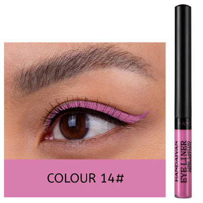 Handayan Colour 14# UV light neon eyeliner pen applied on eyelid for a vibrant look