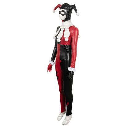EtherealBe Harley Quinn cosplay costume for women with red and black design and jester collar