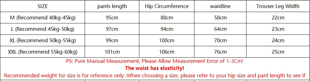 Size chart for EtherealBe hello kitty anime pajama pants showing measurements and waist details