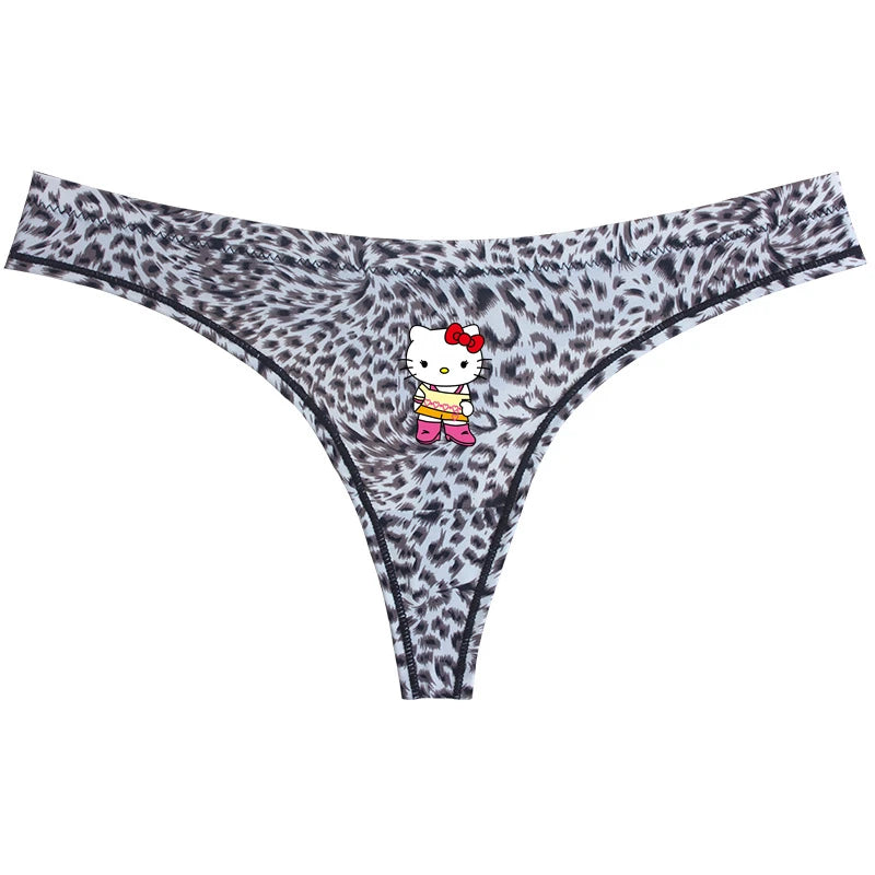 EtherealBe Hello Kitty leopard thong underwear featuring a playful Hello Kitty design on leopard print fabric