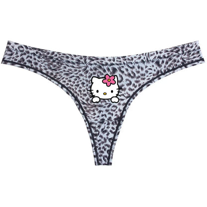 EtherealBe Hello Kitty leopard thong underwear featuring a playful design and soft fabric