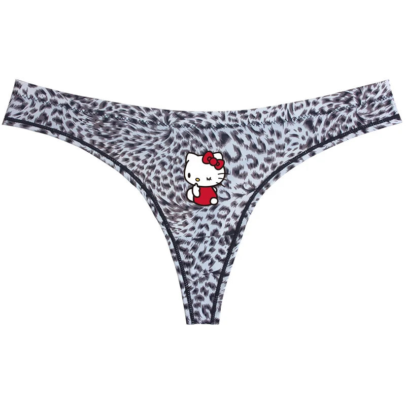Hello Kitty leopard thong underwear featuring a cute print and comfortable fit for daily wear