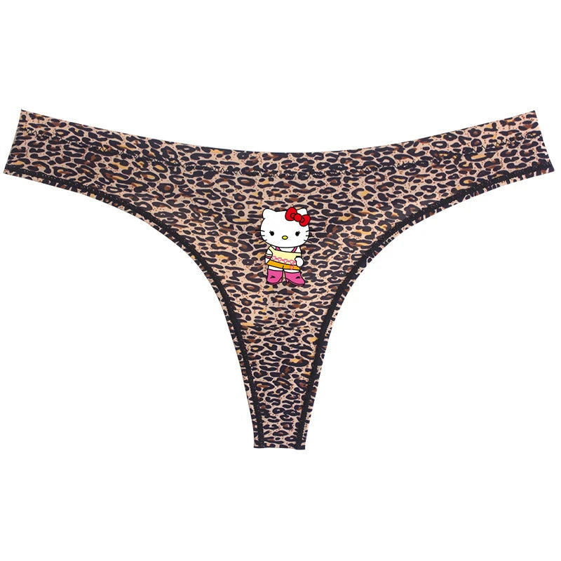Hello Kitty leopard thong underwear featuring a cute Hello Kitty print on a leopard pattern