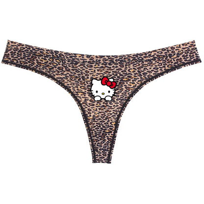 Hello Kitty leopard thong underwear featuring a cute Hello Kitty graphic on leopard print fabric