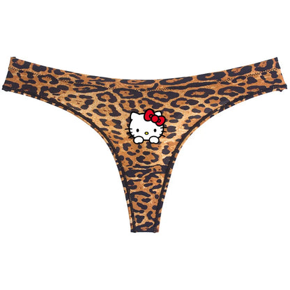 EtherealBe Hello Kitty leopard thong underwear with cute graphic design on a stylish leopard print