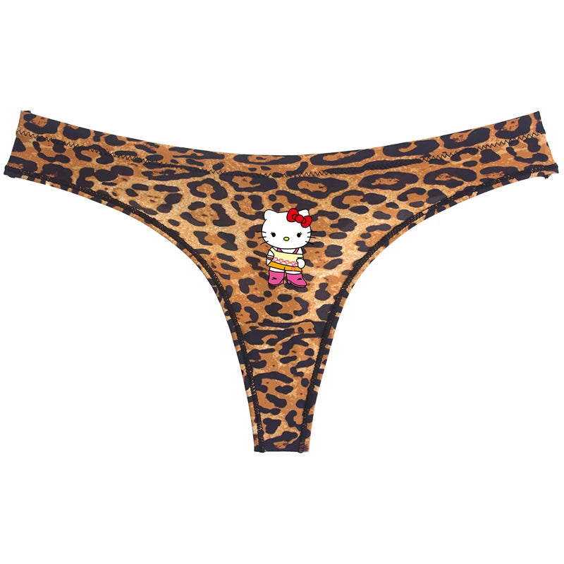 Hello Kitty leopard thong underwear featuring a playful design and comfortable fit for everyday wear