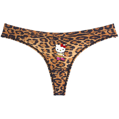 Hello Kitty leopard thong underwear featuring a playful design and comfortable fit for everyday wear