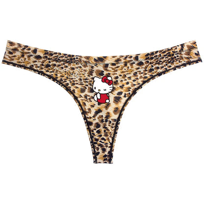 EtherealBe Hello Kitty leopard thong underwear featuring a cute Hello Kitty design on a leopard print base