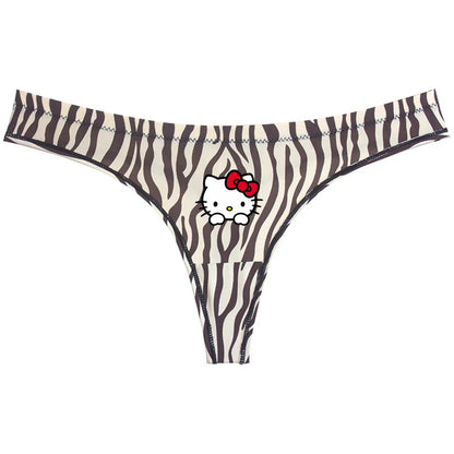 EtherealBe Hello Kitty leopard thong underwear featuring a playful design with iconic character