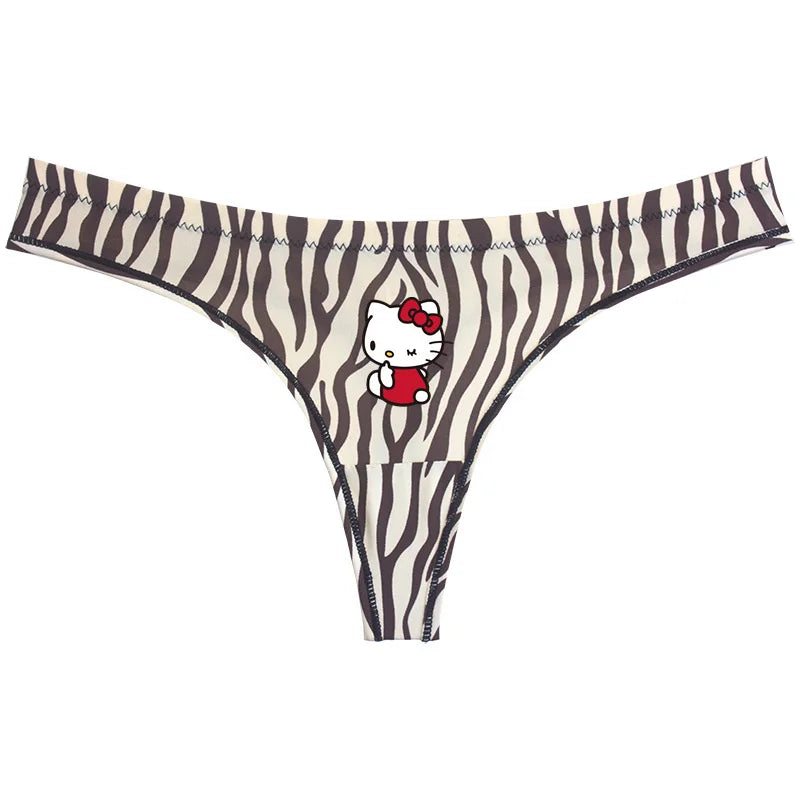 Hello Kitty leopard thong underwear featuring a playful design with Hello Kitty graphic