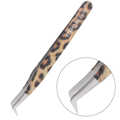 EtherealBe leopard eyelash extension tweezers with precision grip and stylish design for lash artists