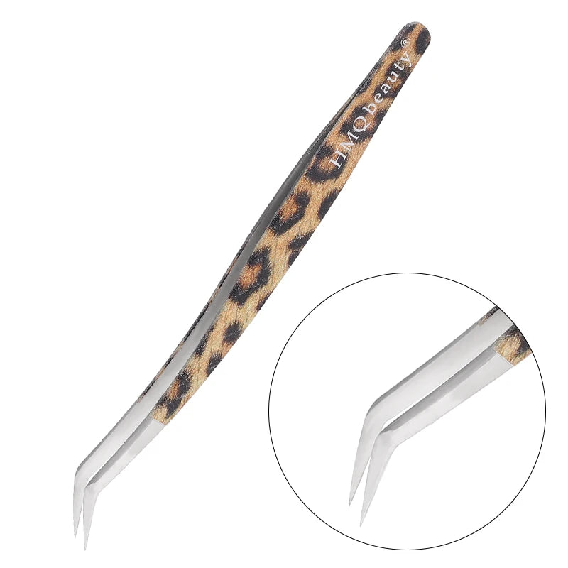 EtherealBe leopard eyelash extension tweezers with ergonomic grip for precise application