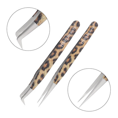 EtherealBe leopard eyelash extension tweezers with a stylish leopard print design for precise application
