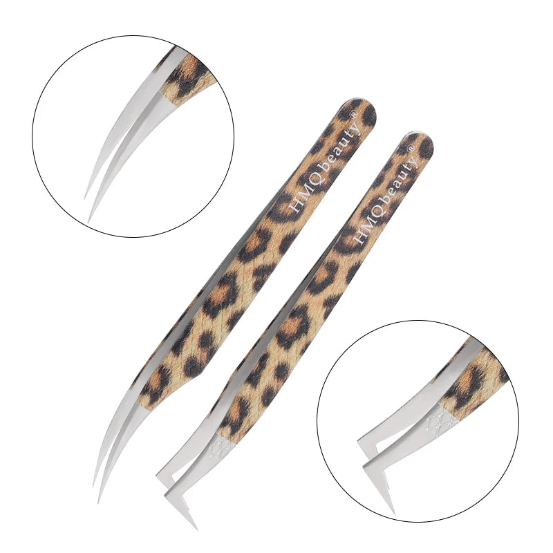 EtherealBe leopard eyelash extension tweezers in a stylish leopard print design for precise application