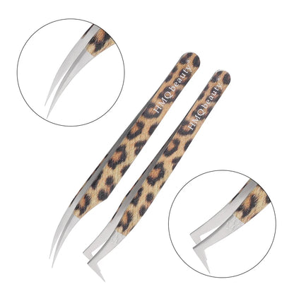 EtherealBe leopard eyelash extension tweezers in a stylish leopard print design for precise application