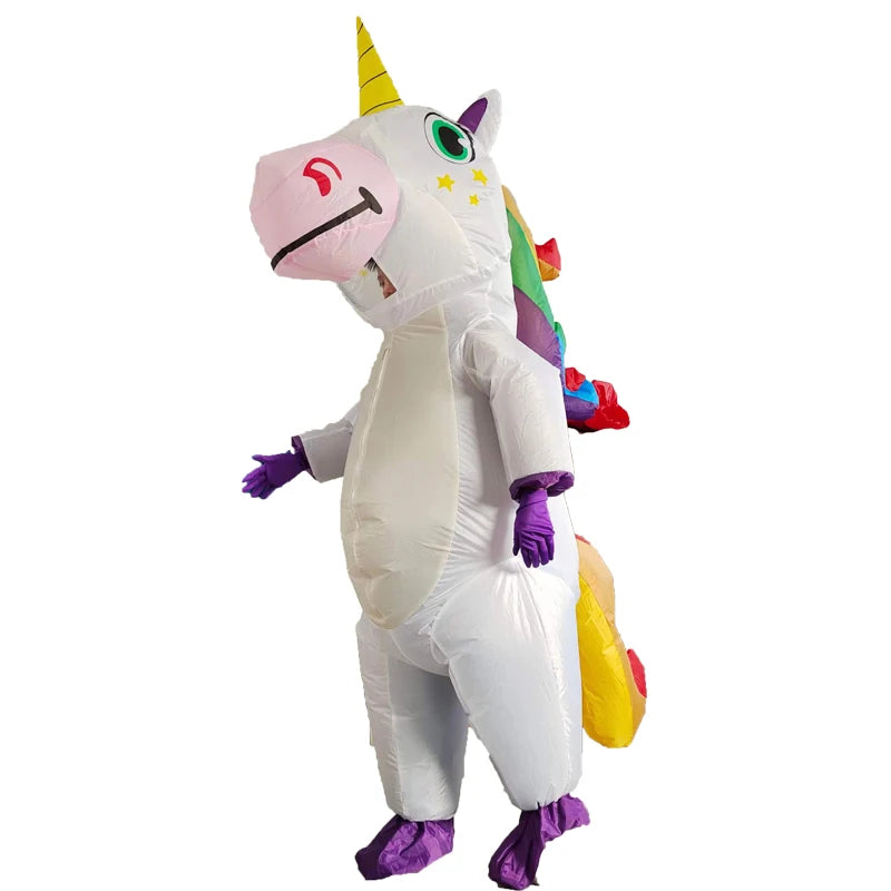 EtherealBe inflatable unicorn costume adult with colorful mane and bright horn, perfect for parties