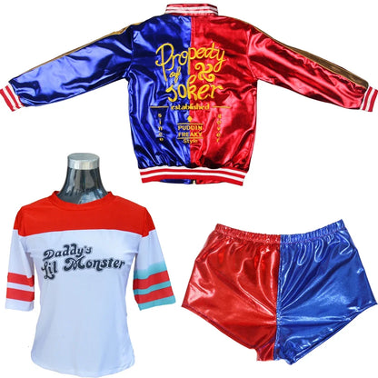 EtherealBe Joker and Quinn couple costume set featuring vibrant jackets and themed shirts