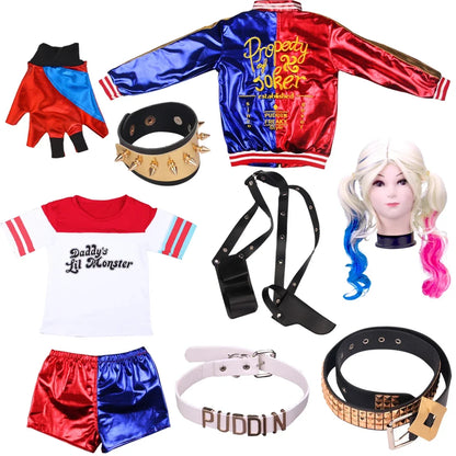 Joker and Quinn couple costume set featuring jackets, accessories, and iconic styles for a perfect duo look