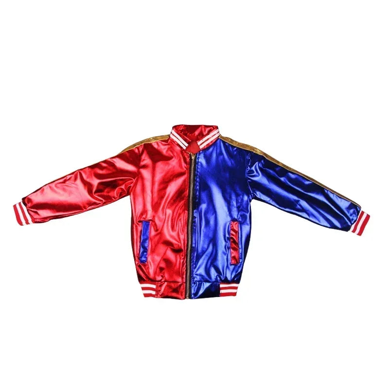 EtherealBe Joker and Quinn couple costume set jacket in red and blue with gold accents