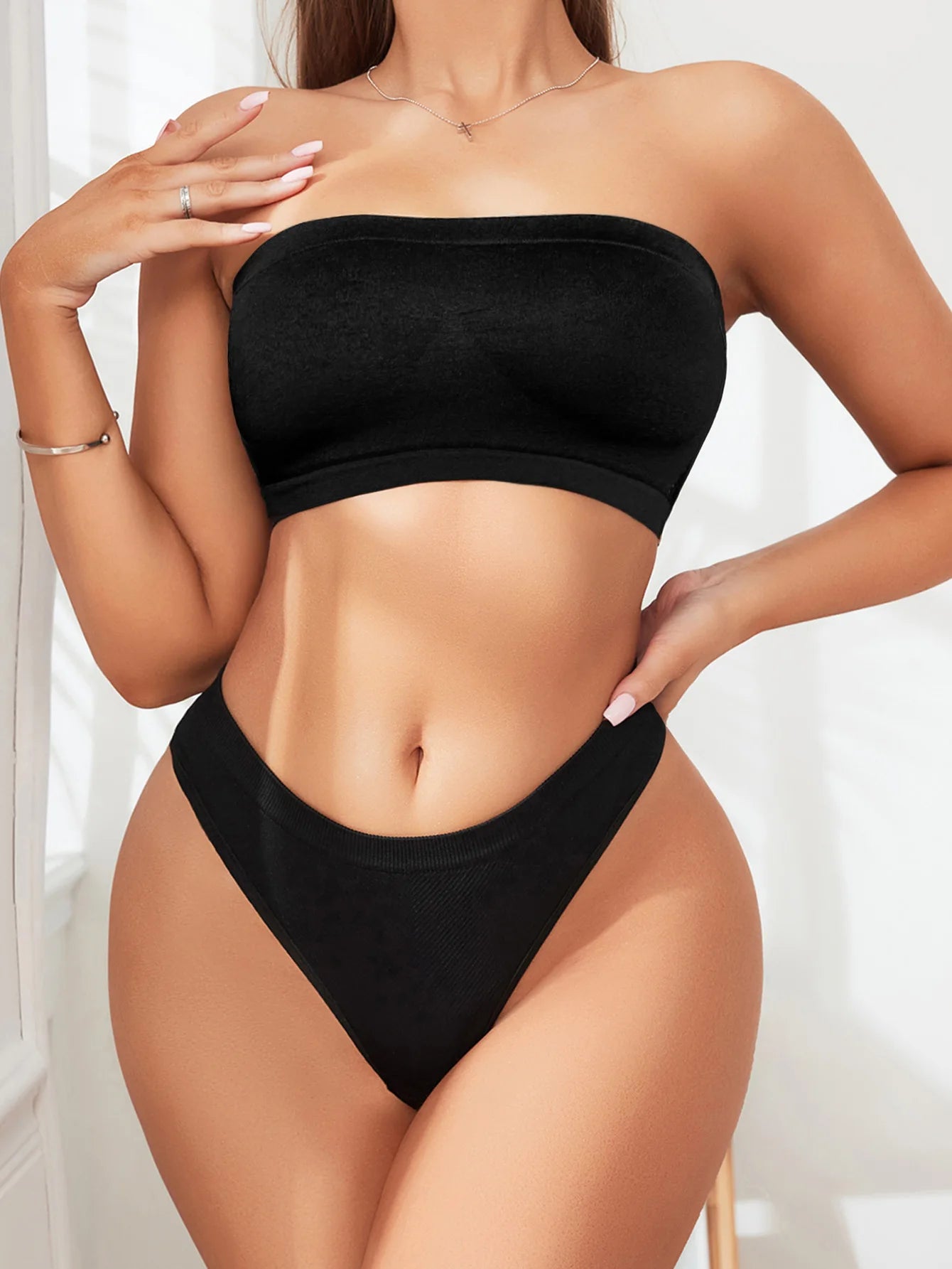 EtherealBe versatile wrap-around bra in black for comfortable support and styling options