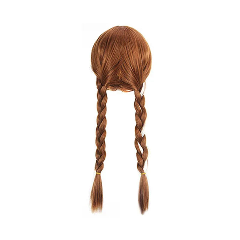 Brown braided wig for kids creepy clown Halloween costume with pigtails for a fun look