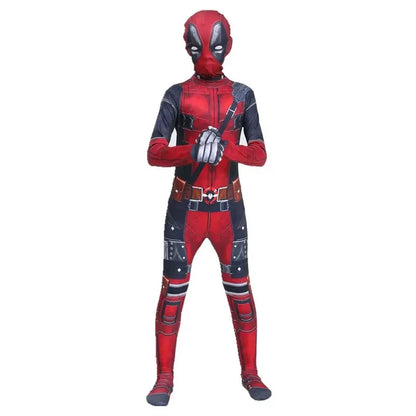 Kids Spiderman Halloween costume featuring a vibrant red design with detailed superhero elements
