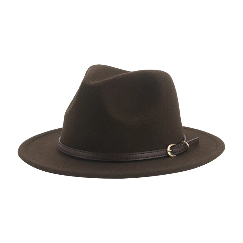 Stylish brown kids fedora hat with a sleek leather band for young fashionistas