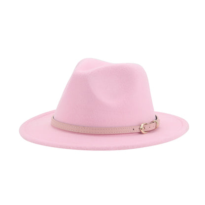 EtherealBe Kids fedora hat in pink with a stylish belt for fashionable youngsters