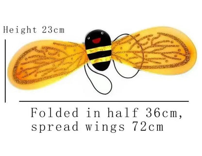 Kids honey bee Halloween costume set with yellow wings, 72cm spread, perfect for festive celebrations