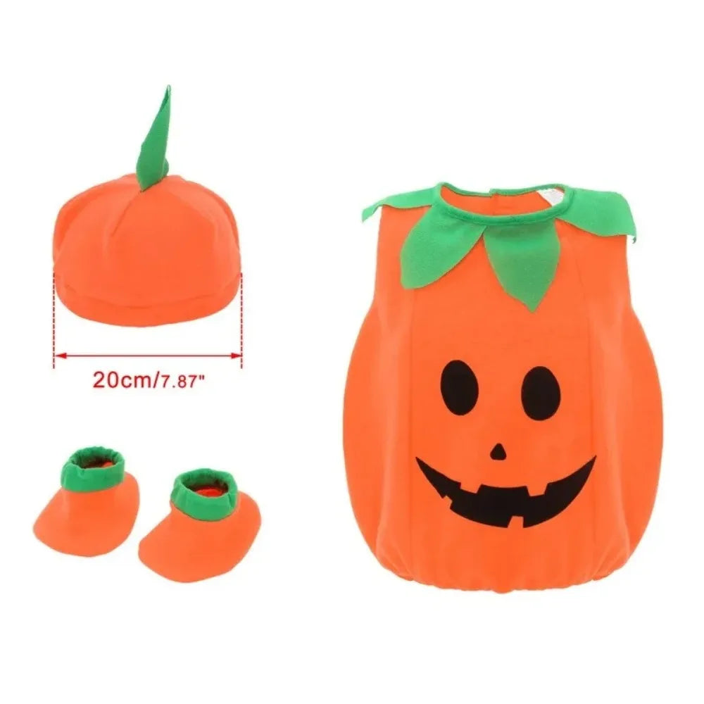 EtherealBe kids pumpkin costume Halloween with hat and booties for festive celebrations