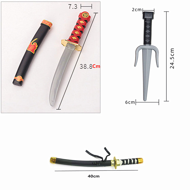 Kids Samurai Halloween outfit accessory set featuring realistic sword and dagger for costume creativity
