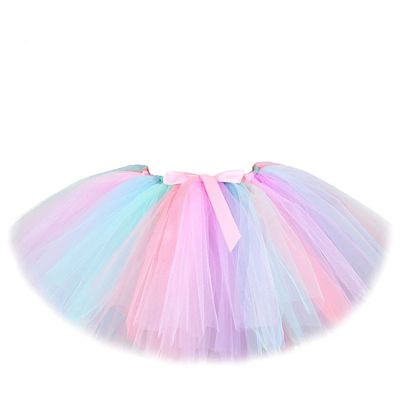Pastel Tulle Skirt for kids unicorn Halloween costume with wings, perfect for festive dress-up
