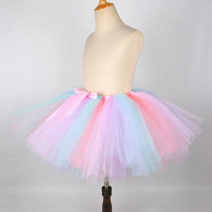 Colorful tulle skirt for kids unicorn Halloween costume with wings in pastel shades