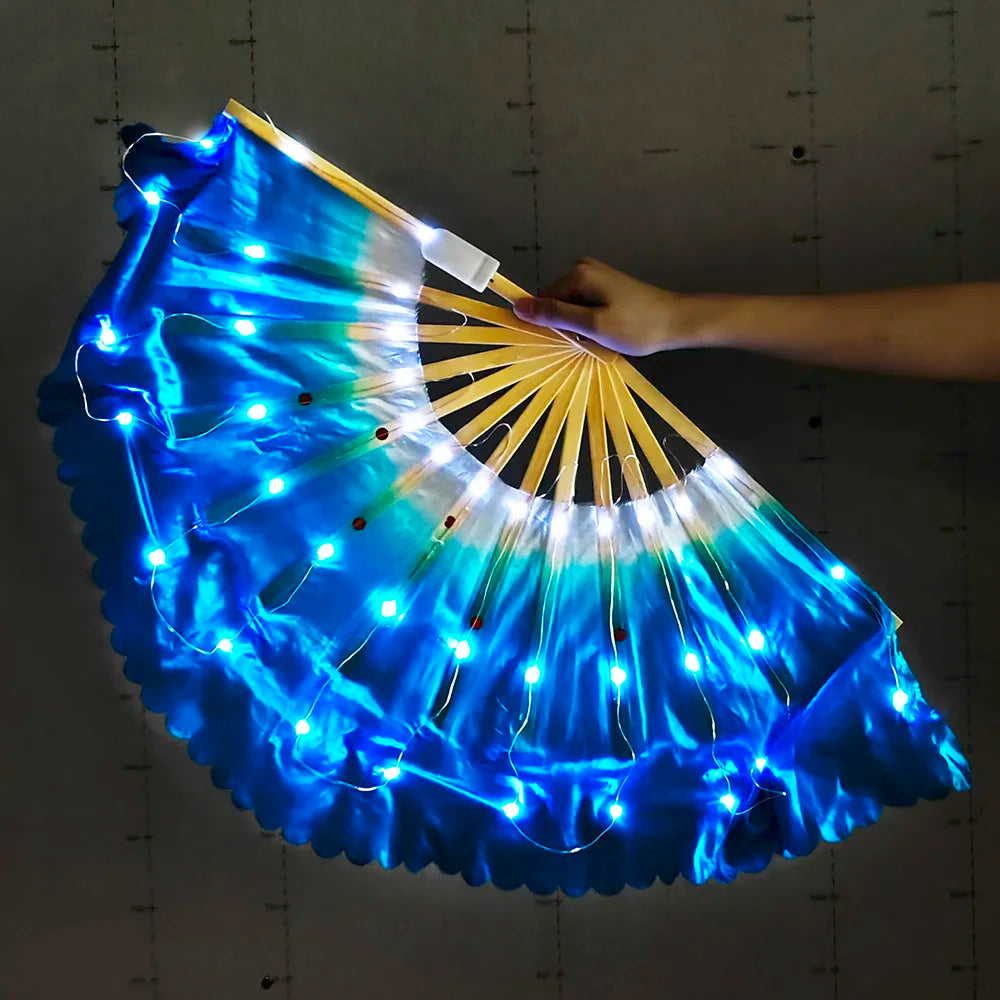 EtherealBe LED butterfly wing cloak with vibrant blue lights and elegant fan design for costume parties