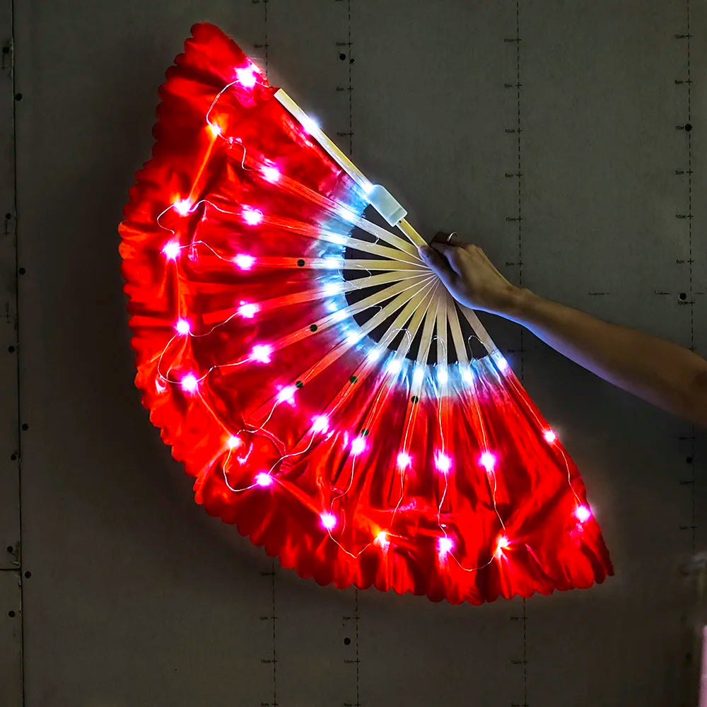 EtherealBe LED butterfly wing cloak in vibrant red with illuminated lights for stunning visual effects