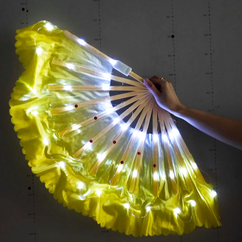LED butterfly wing cloak with vibrant yellow fabric and illuminated edges for stunning performances