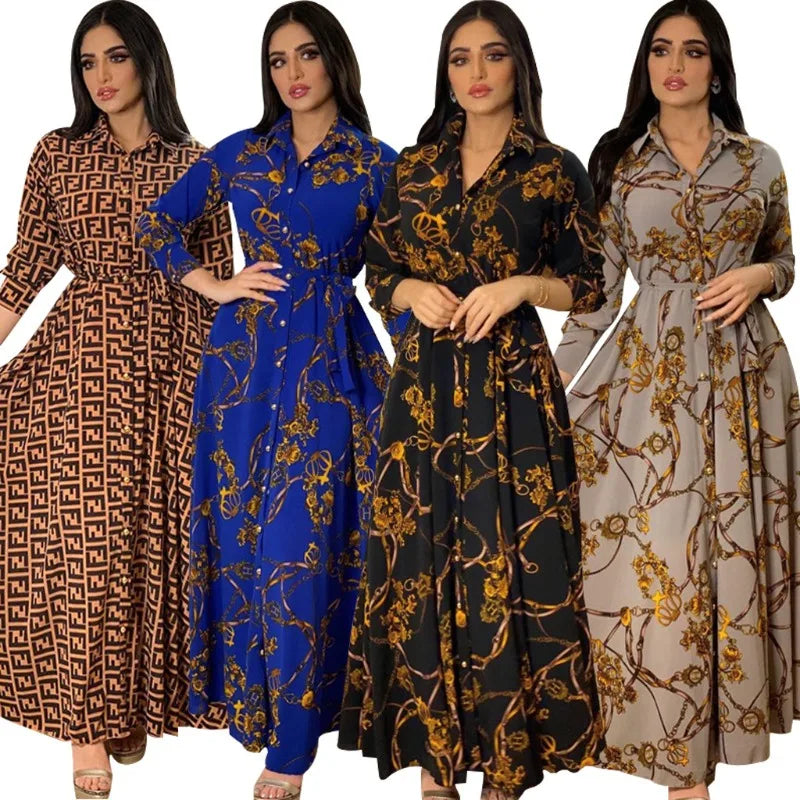 Collection of EtherealBe leisure maxi dress for women in various colors and patterns with stylish belted designs