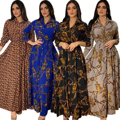 Collection of EtherealBe leisure maxi dress for women in various colors and patterns with stylish belted designs
