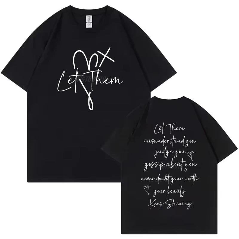 EtherealBe Let Them graphic t shirt for women in black with inspirational quotes and stylish design