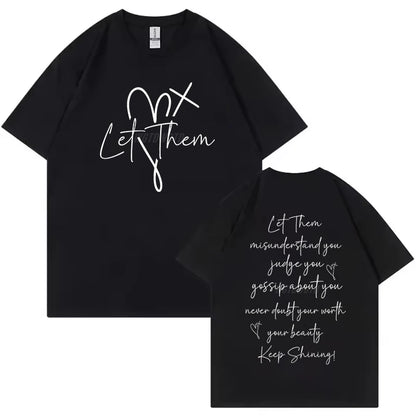 EtherealBe Let Them graphic t shirt for women in black with inspirational quotes and stylish design