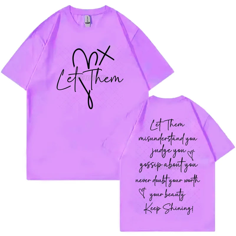 EtherealBe Let Them Graphic T Shirt for Women in Lavender with Inspirational Text Design