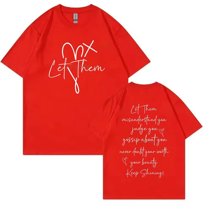 EtherealBe let them graphic t shirt for women in red with inspirational message on the back