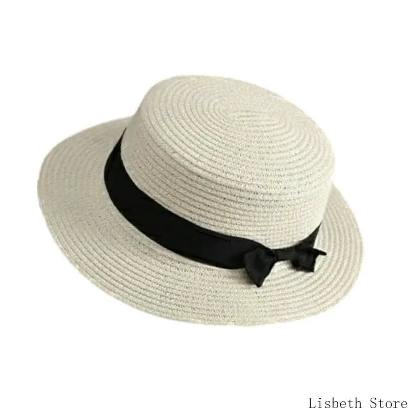 EtherealBe creative ladies hat with secure fit, featuring a stylish black ribbon and woven design