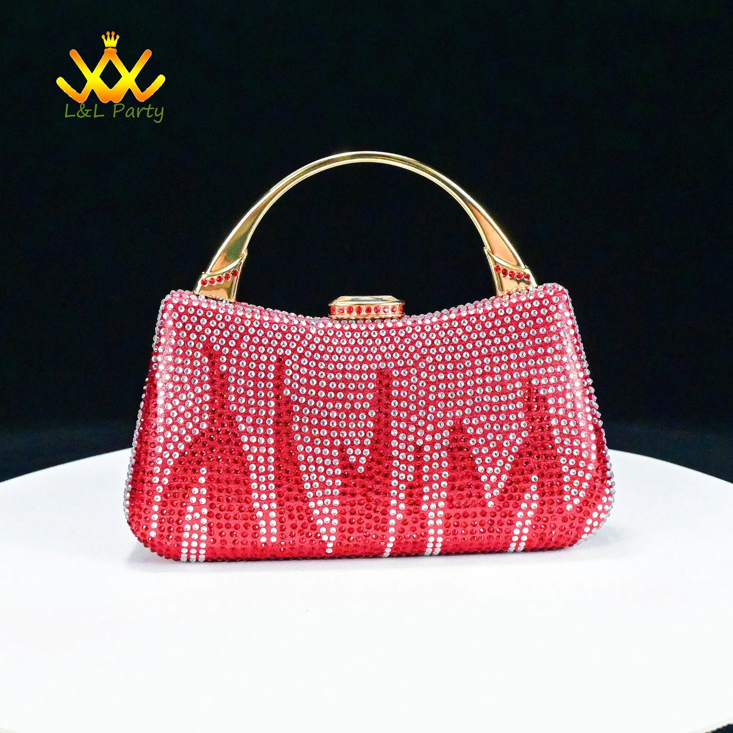 EtherealBe red rhinestone evening clutch handbag with gold handle from Fashionable shoes and bag set