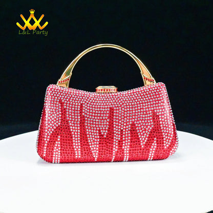 EtherealBe red rhinestone evening clutch handbag with gold handle from Fashionable shoes and bag set