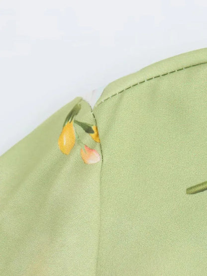 Close-up of the fabric showing the detail of the long sleeve spring floral midi dress by EtherealBe