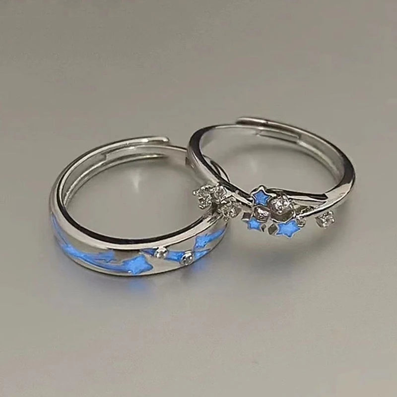 EtherealBe luminous star adjustable finger ring set with shimmering stars and a unique glow